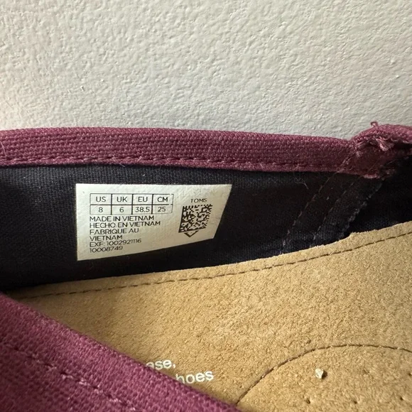 TOMS Burgundy Slip-Ons - Picture 7 of 8